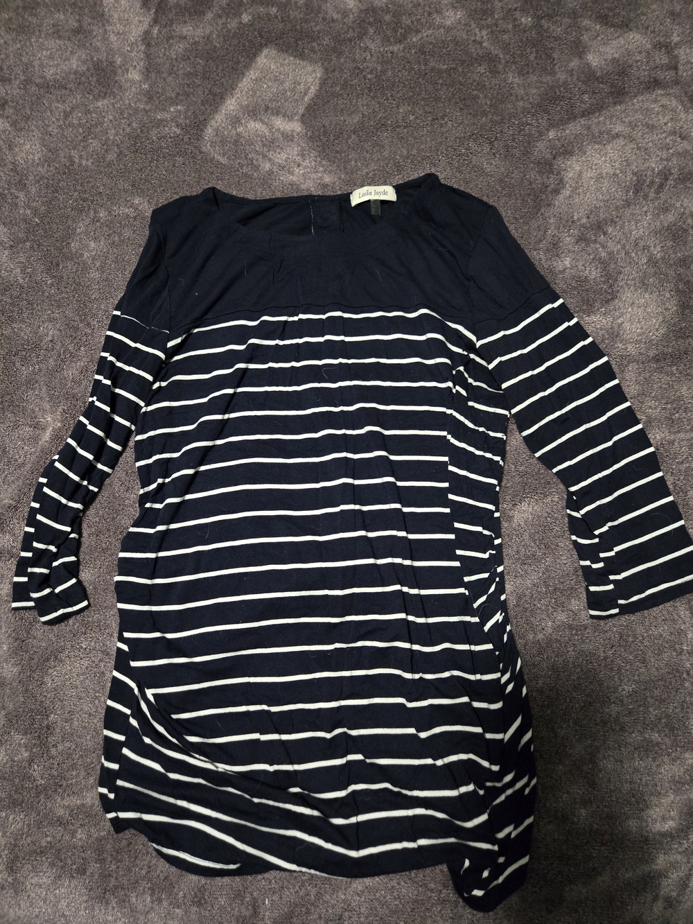 Laila Jayde Navy and White Striped Long Sleeve Top